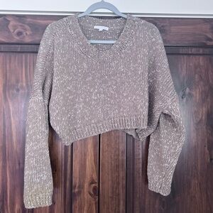 Women's Don’t Ask Why Italian Made Brown Knit Cropped Sweater by AEO-ONE SIZE